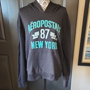 NWT Aeropostale Womens Charcoal Hoodie with Teal Accents